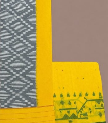 Authentic Hand Tie-Dye Mercerised Ikkat Dupatta With Handloom Fabric