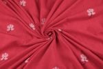 Scarlet Red Woven Design Flowy HandLoom Pure Soft Cotton Fabric - Image 4