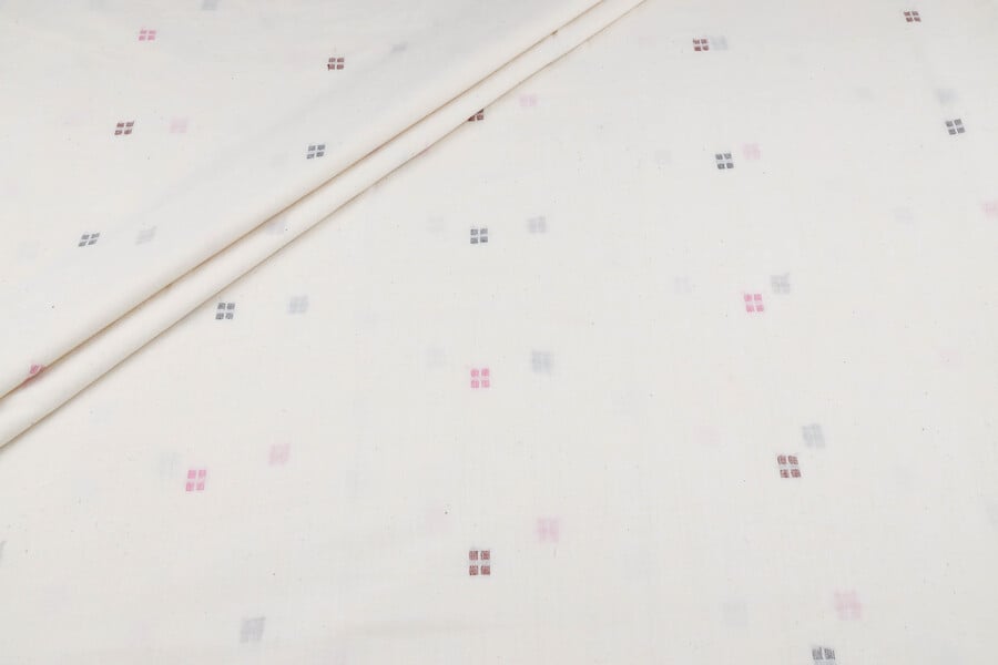 Ivory Rose Mist Woven Design Flowy HandLoom Pure Soft Cotton Fabric Authentic HandLoom Woven