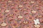 Vintage Rosewood Floral Handblock Printed 100% Pure Soft Cotton Fabric - Image 4