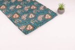Peacock Lagoon Bagru Handblock Printed Cotton Fabric - Image 2
