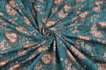 Peacock Lagoon Bagru Handblock Printed Cotton Fabric - Image 3