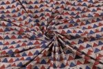 Rustic Sapphire Chevron Bagru Handblock Printed Cotton Fabric - Image 3