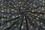 Midnight Garden Bloom Bagru Handblock Printed Cotton Fabric - Image 3