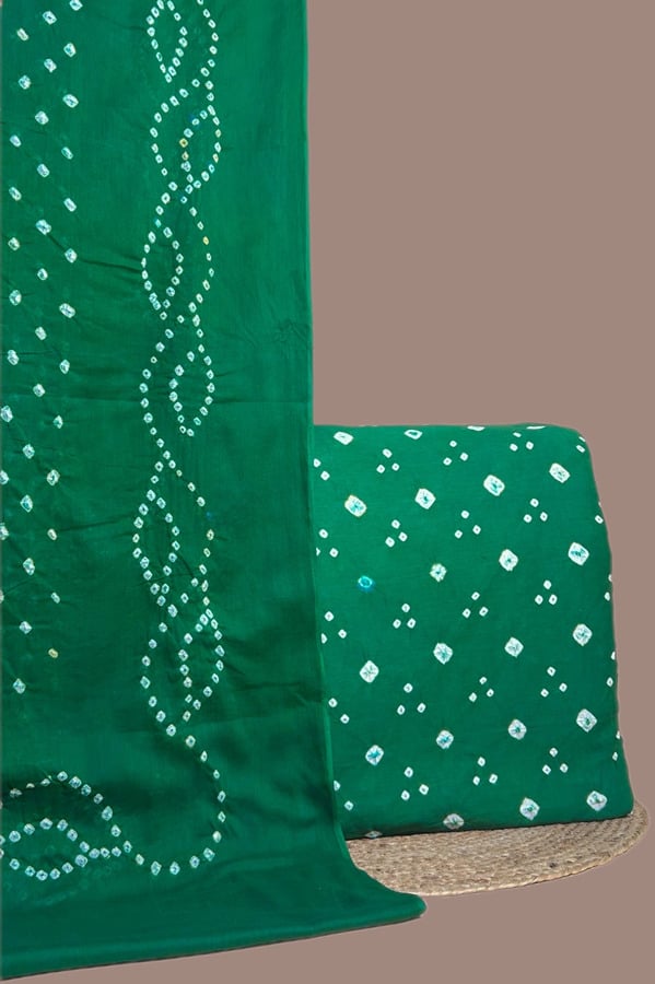 Authentic Handmade Tie-Dye Bandhani Cotton Dupatta & Top Fabric