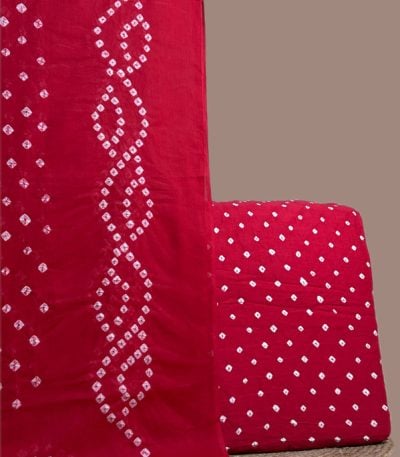 Authentic Handmade Tie-Dye Bandhani Cotton Dupatta & Top Fabric