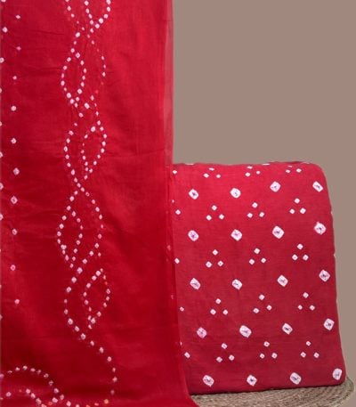 Authentic Handmade Tie-Dye Bandhani Cotton Dupatta & Top Fabric