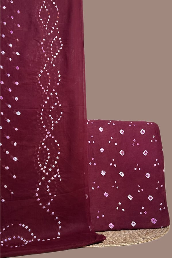 Authentic Handmade Tie-Dye Bandhani Cotton Dupatta & Top Fabric