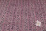 Dusty Mauve Rose Floral Stripe Pure Soft Cotton HandBlock Printed Fabric - Image 4