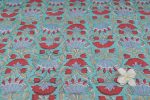 Teal Floral Pure Soft Cotton HandBlock Printed Fabric - Image 4