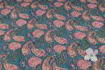 Emerald Paisley Keri Pure Soft Cotton HandBlock Printed Fabric - Image 4