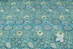 Teal Floral Jaal Pure Soft Cotton HandBlock Printed Fabric - Image 4