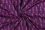 Plum Magenta Ikat Arrow Handloom Mercerised Cotton Fabric - Image 3