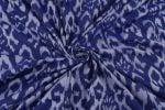 Royal Blue Ikat Geometric Jaal Handloom Mercerised Cotton Fabric - Image 3