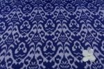 Royal Blue Ikat Geometric Jaal Handloom Mercerised Cotton Fabric - Image 4