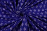 Royal Blue Ikat Oval Drop Handloom Mercerised Cotton Fabric - Image 3