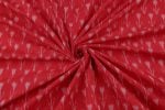 Crimson Ikat Teardrop Buti Handloom Mercerised Cotton Fabric - Image 3