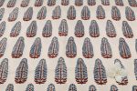Natural White Feather Leaf Buti Ajrakh Pure Soft Cotton HandCrafted Fabric - Image 4