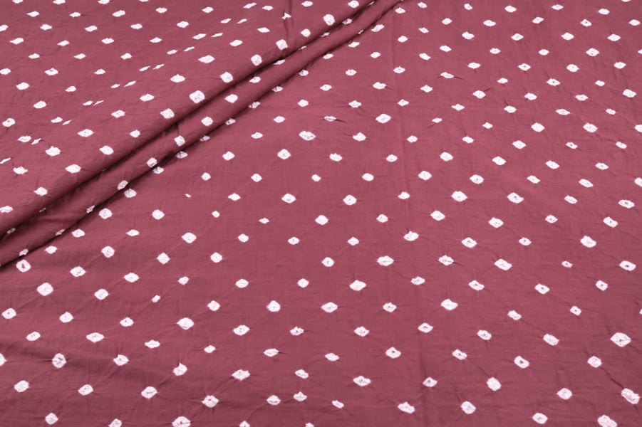 Burgundy Bandhani Tie Dye 100% Pure Soft Cotton Fabric Authentic Hand Tie Dye Bandhani