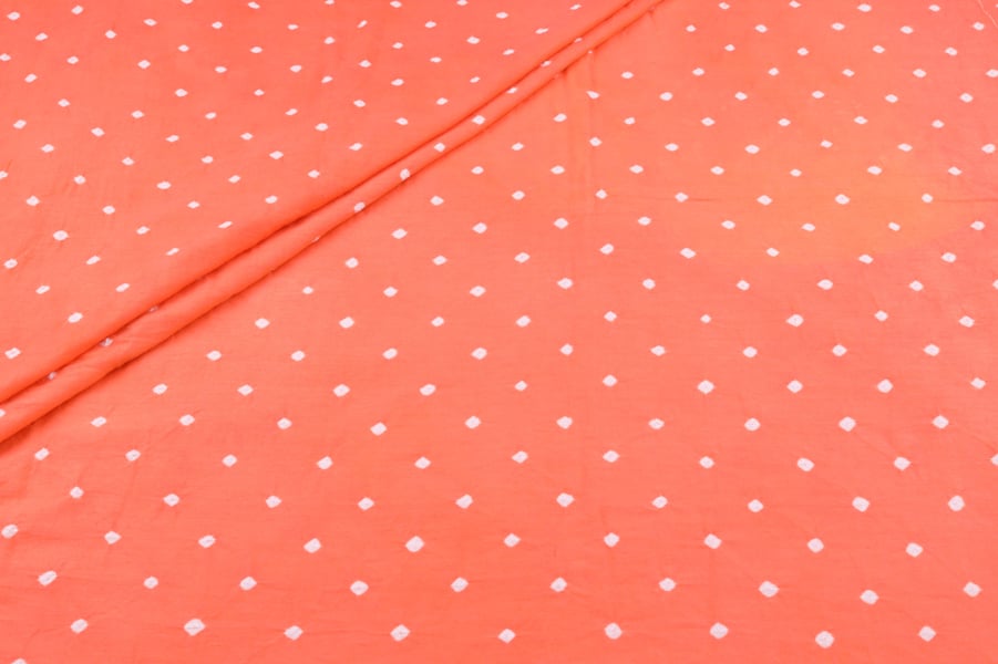 Coral Bandhani Tie Dye 100% Pure Soft Cotton Fabric Authentic Hand Tie Dye Bandhani