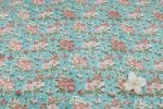 Turquoise Bouquet Pure Soft Cotton HandBlock Printed Fabric - Image 4