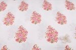 White Bouquet Pure Soft Cotton HandBlock Printed Fabric - Image 4