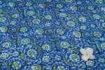 Blue Teal Jaal Pure Soft Cotton HandBlock Printed Fabric - Image 4