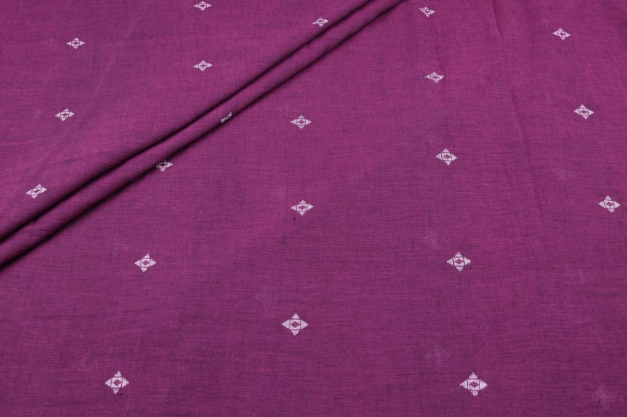 Charcoal Purple Buti Jamdani HandLoom Soft Cotton Fabric Authentic HandLoom Woven