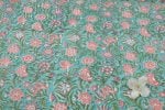 Turquoise Jaal Pure Soft Cotton HandBlock Printed Fabric - Image 4