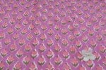 Purple Pink Marigold Buti Pure Soft Cotton HandBlock Printed Fabric - Image 4