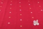 Red Floral Buti Jamdani HandLoom Soft Cotton Fabric - Image 4