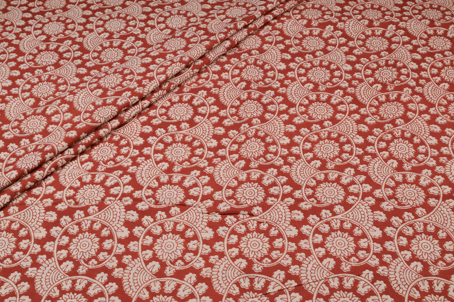 Rust Red Medallion Jaal Bagru Handblock Printed Fabric Authentic Bagru Handblock Printed Pure Soft Cotton Fabric