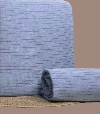 A blue co-ord set in woven handloom stripes cotton