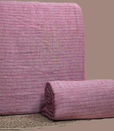 A pink co-ord set in woven handloom stripes cotton