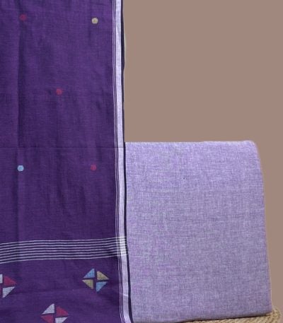 Purple jamdani dupatta with woven butis