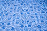 White Blue Floral Scroll Jaal Pure Soft Cotton HandBlock Printed Fabric - Image 4