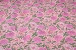 Pink Rose Bouquet Pure Soft Cotton HandBlock Printed Fabric - Image 4