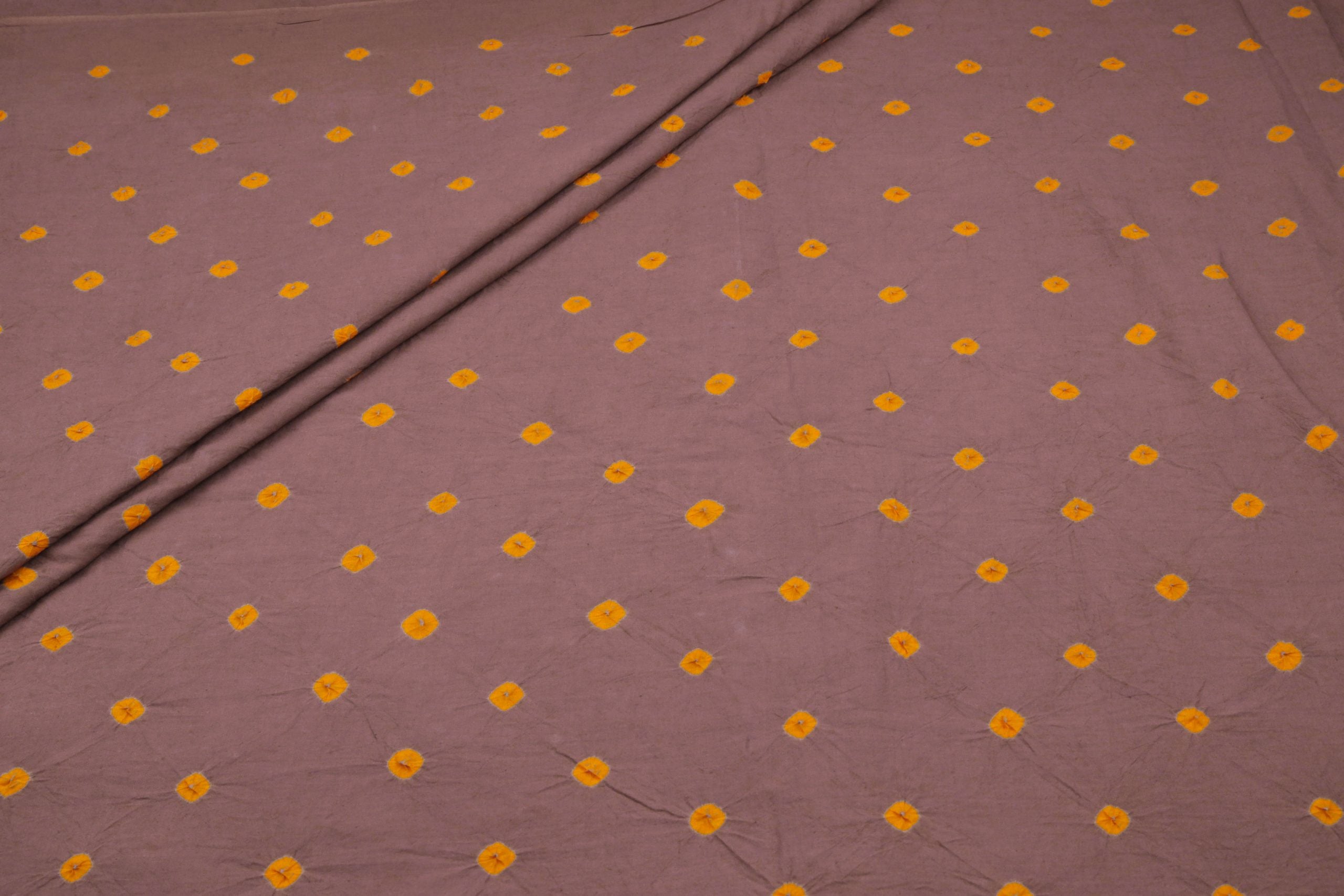 35322 (1) Rust Brown Orange Bandhani Tie Dye 100% Pure Soft Cotton Fabric - Image 1