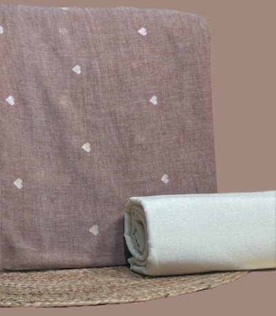 Mauve handloom top woven with ivory heart butis