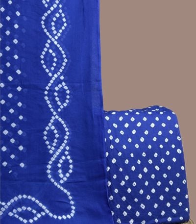 Royal blue bandhani dupatta in wave tie dye with a matching blue bandhani dotted top.