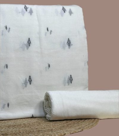 Ivory handloom top woven with grey diamond butis