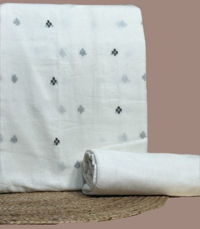 Ivory handloom top woven with grey floral butis