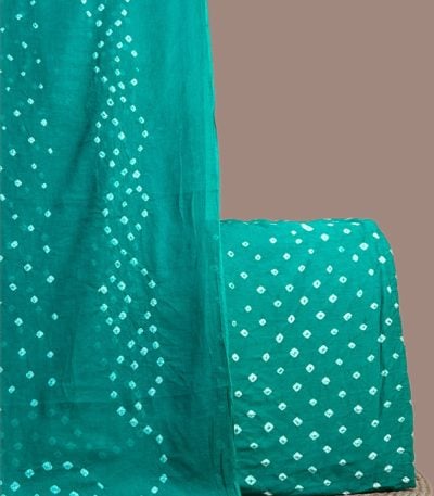Sea green bandhani dupatta in wave tie dye with a matching sea green bandhani top.