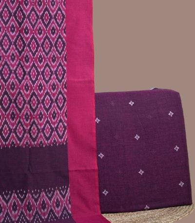 Wine purple handloom top with woven white buti