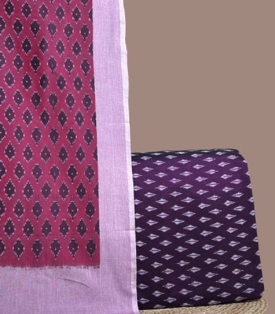 Deep purple ikkat top with diamond motifs