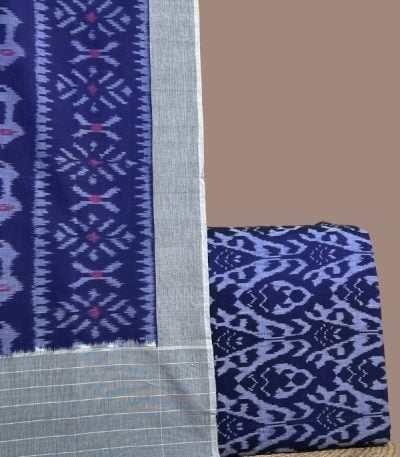 Navy blue bold-motif ikkat top