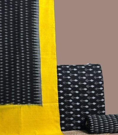 Black ikkat top and bottom with arrow motifs