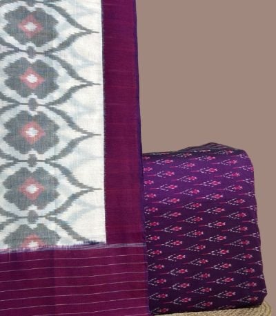 Purple ikkat top with floral motifs