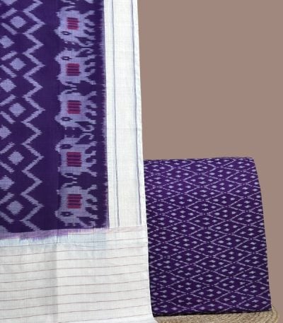 Purple ikkat top with diamond motifs