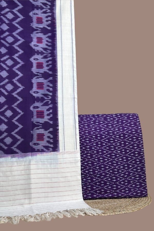 Purple ikkat top with diamond motifs